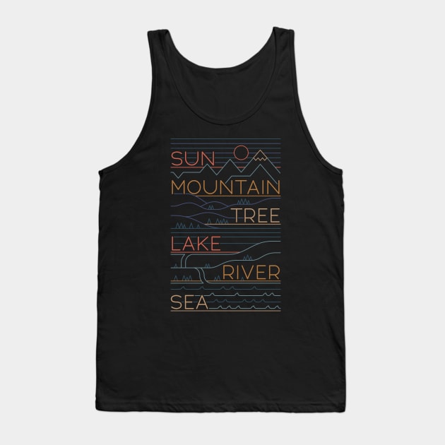 Sun, Mountain, Tree Tank Top by Thepapercrane